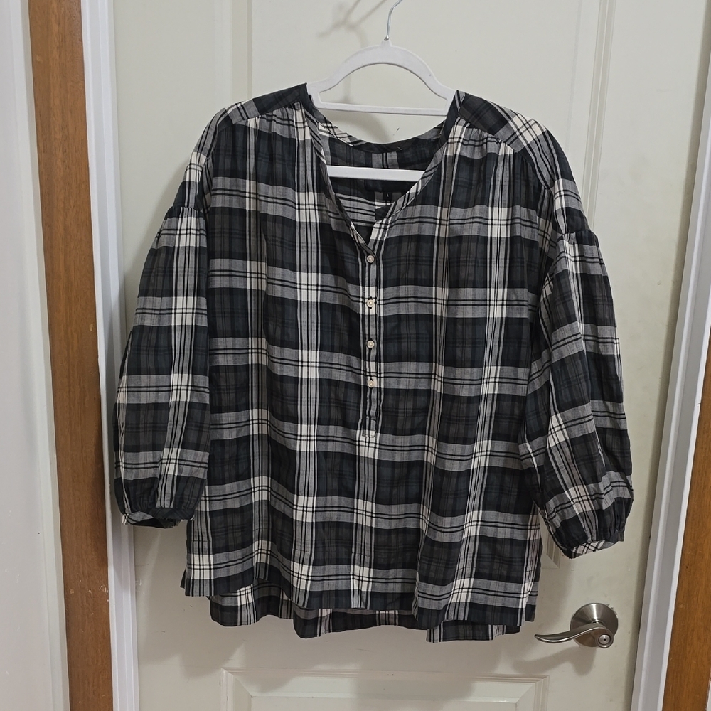 Nili Lotan Black and White Plaid Shirt